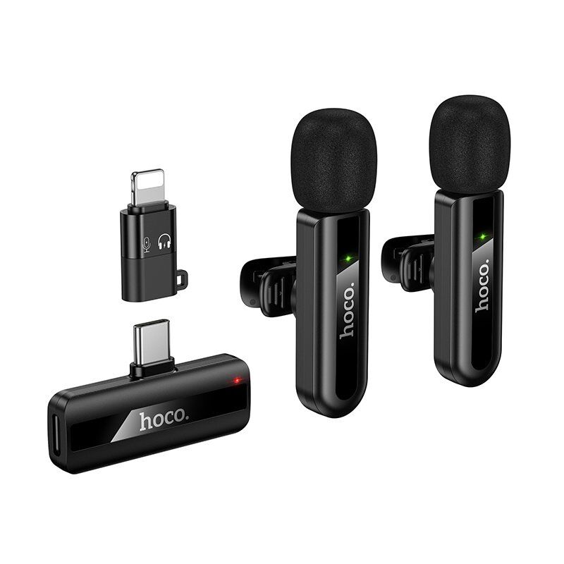 Бездротовий петличний мікрофон HOCO L20A Fair dual-mic Lightning / TYPE-C