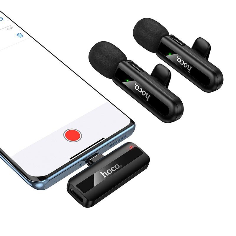 Бездротовий петличний мікрофон HOCO L20A Fair dual-mic Lightning / TYPE-C