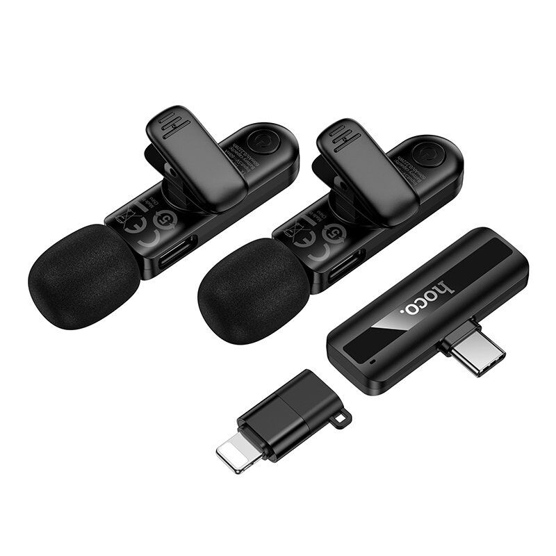 Бездротовий петличний мікрофон HOCO L20A Fair dual-mic Lightning / TYPE-C