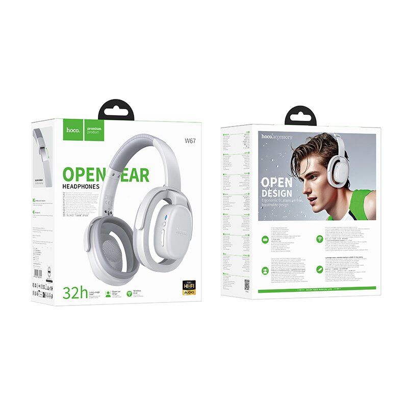 Беспроводные полноразмерные наушники HOCO W67 Rhyme open BT headphones, серый