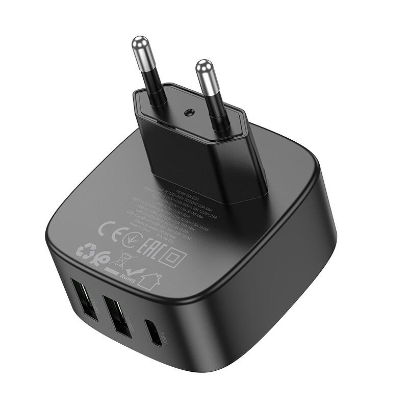 Мережевий зарядний пристрій Borofone BAS23A Type-C PD 30W 2*USB, чорний