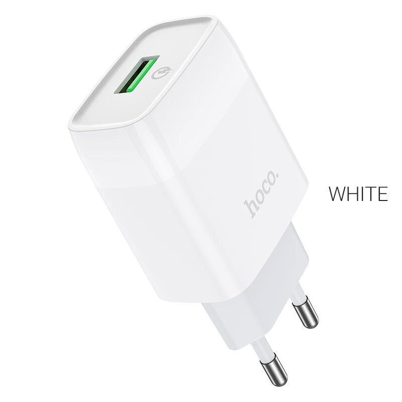 Мережевий зарядний пристрій HOCO C72Q USB QC3.0, білий