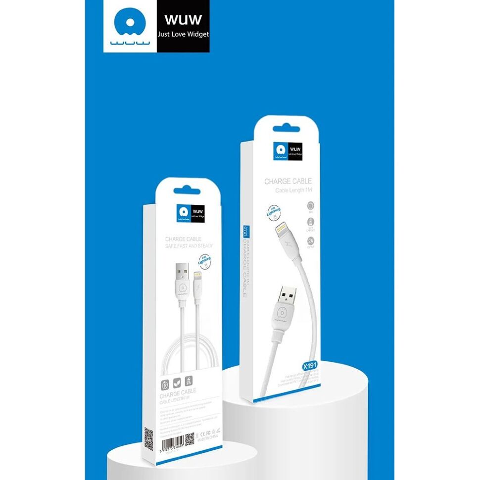 Кабель USB WUW X191 USB - Lightning 2A БІЛИЙ (500)
