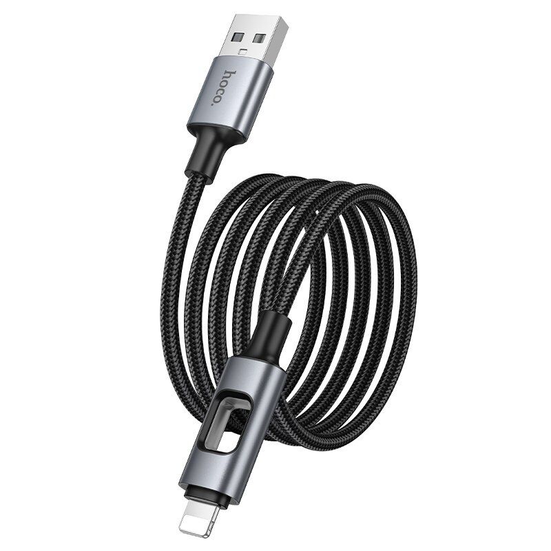 USB кабель HOCO U144 USB to Lightning, 27 Вт PD, довжина 1,2 м, чорний