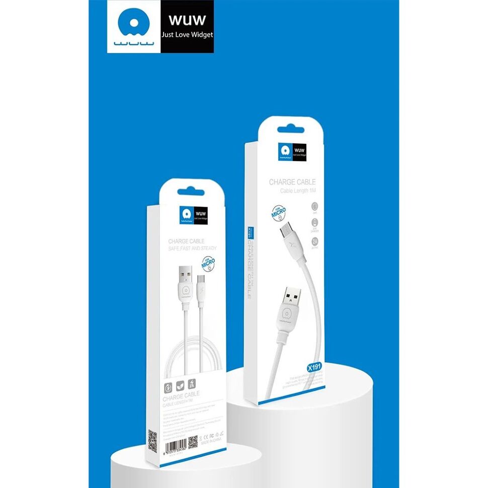 Кабель USB WUW X191 USB - micro USB БІЛИЙ 2A (500)