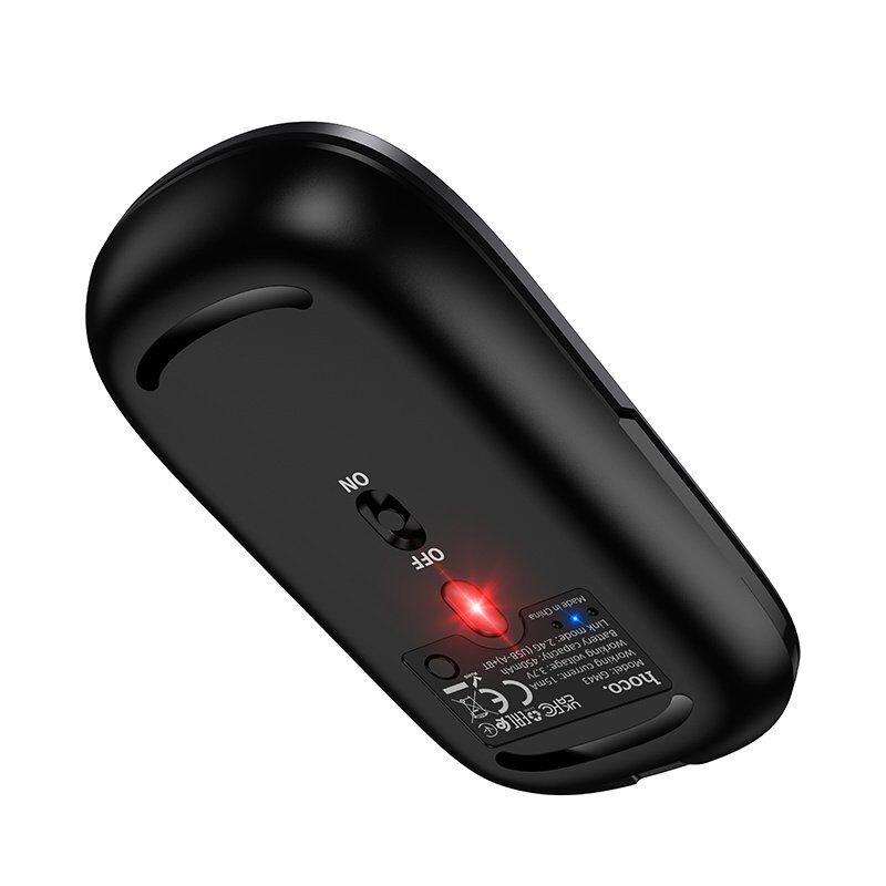 Бездротова миша HOCO GM43 Adelanto Dual-Mode 2.4G + Bluetooth, акумуляторна, темно-сіра