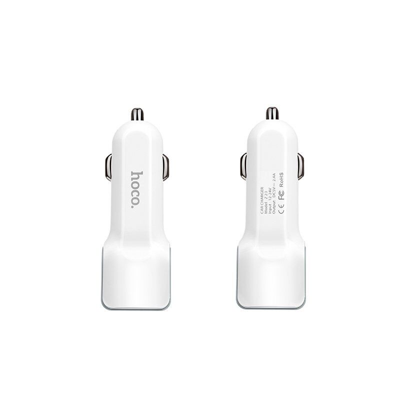Автомобільний зарядний пристрій HOCO Z23 2USB 2.4A, білий