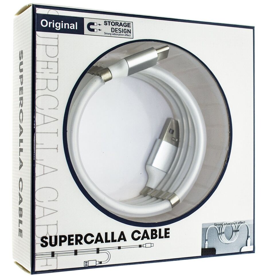 Кабель USB SUPERCALLA USB - Type-C 10 магнітів БІЛИЙ