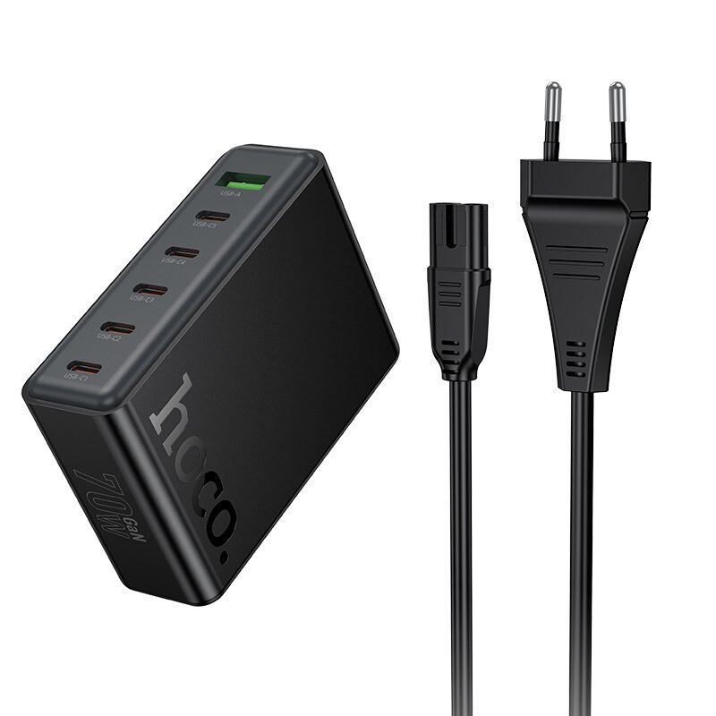 Сетевое зарядное устройство HOCO C152A PD 70W 5*TYPE-C + QC3.0, чёрный