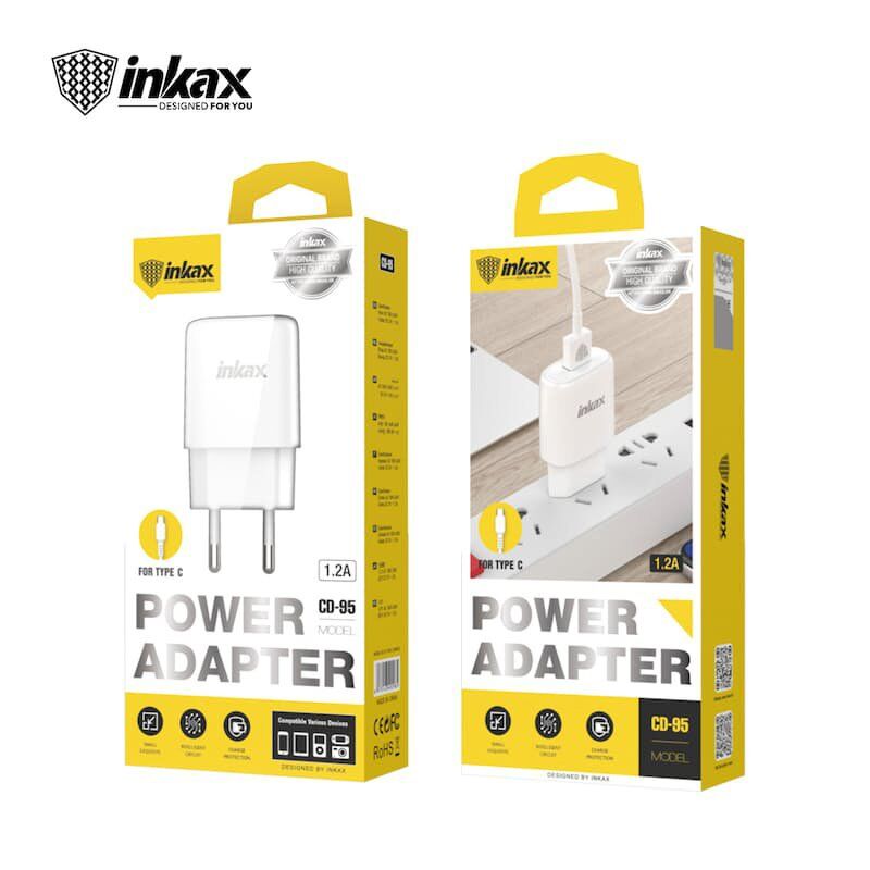 Мережевий зарядний пристрій INKAX CD-95 1.2A + USB кабель Type-C for Android