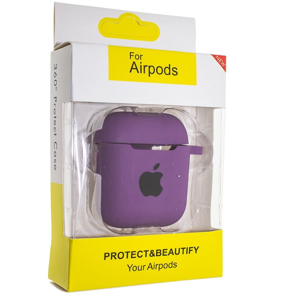 Чохол для Apple AirPods 2 з карабіном NEW (з лого яблуко) з'єднаний