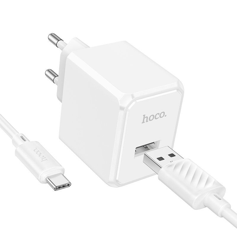 Мережевий зарядний пристрій HOCO CS11A USB 2.1A + кабель USB-Type-C, білий