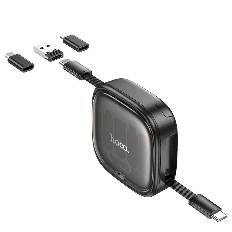 USB-C кабель HOCO U140 3в1 Type-C to Type-C с переходниками с Type-C на MicroUSB, Lightning, USB, 60W, 0.95 метра, чёрный
