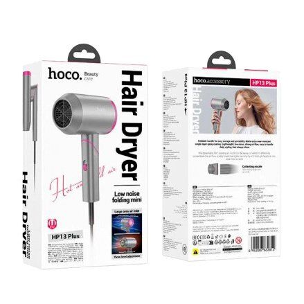 Фен для волосся HOCO HP13 PLUS з гарячим і холодним повітрям, РОЖЕВО-ЧЕРВОНИЙ