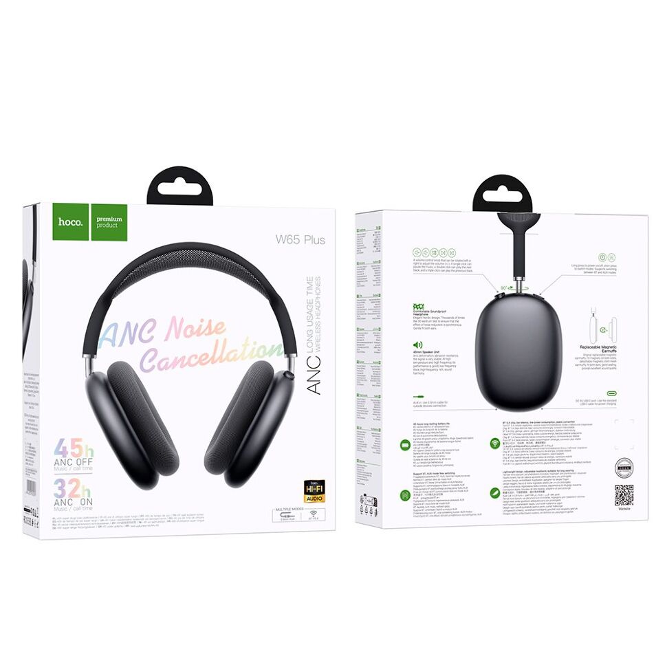Бездротові повнорозмірні навушники HOCO W65 Plus, deep space gray