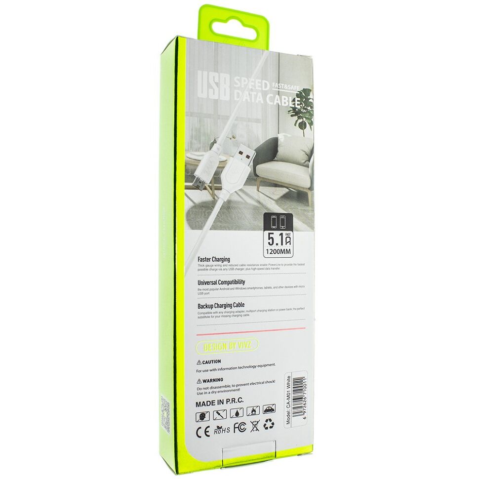 Кабель USB VIVZ CA-M01 micro 5.1A