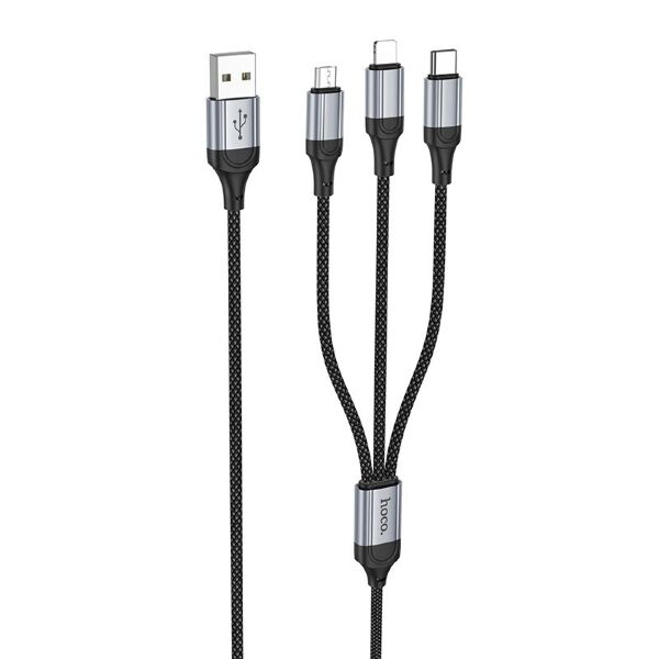USB кабель HOCO X102 3в1: Lightning/Micro/Type-C, 1 метр, чорний
