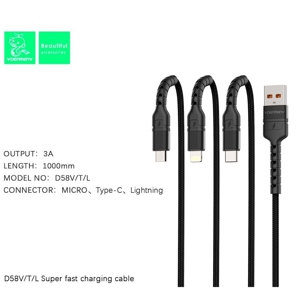 Кабель USB Denmen D58L USB - Lightning (2.4A)