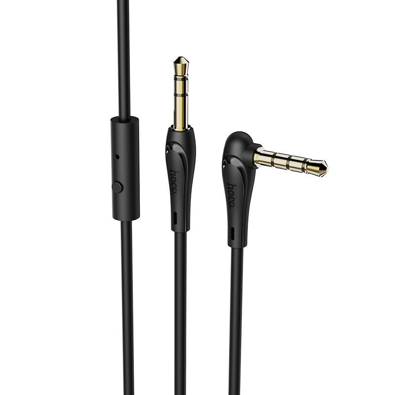 Кабель AUX HOCO UPA15 + Микрофон 2 pin (1М) (30pc) (черный)