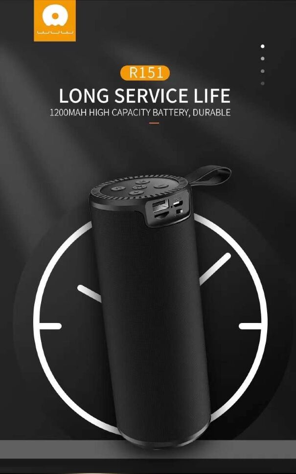 Портативна колонка WUW R151 з лігтариком, чорний