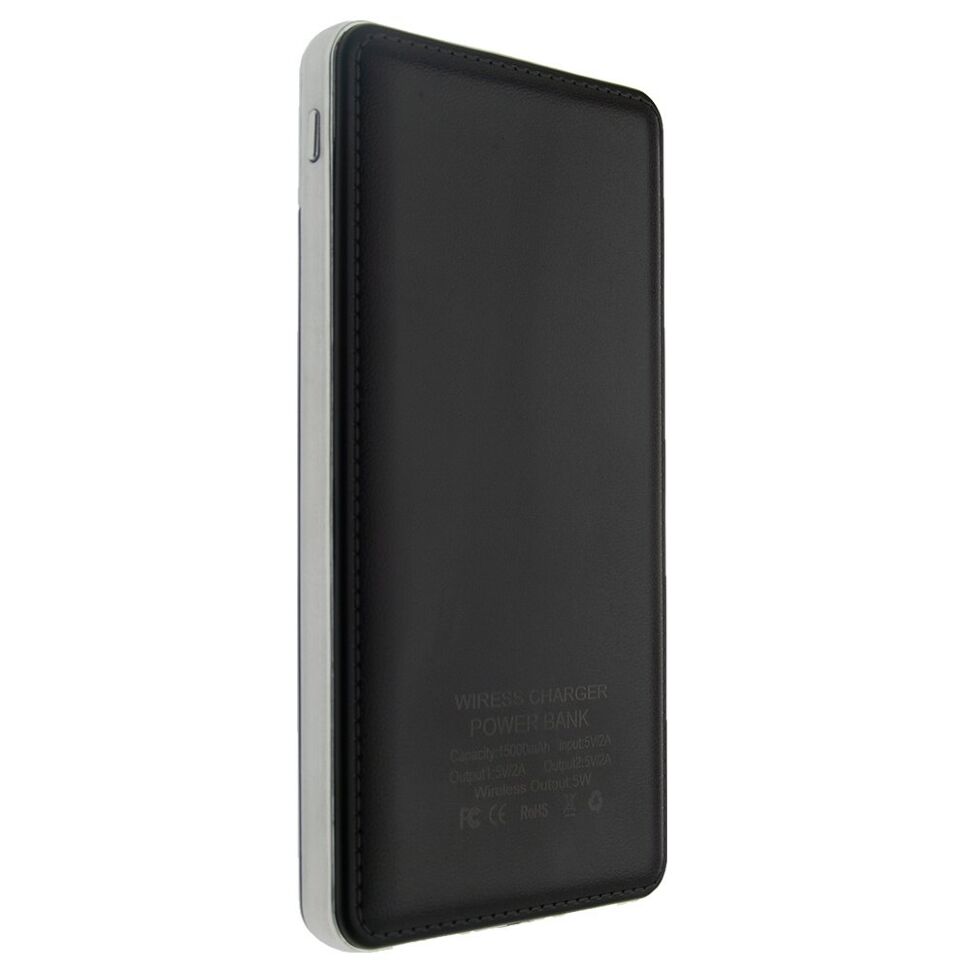 Power Bank з бездротовою зарядкою QI-08 15000 ЧОРНИЙ
