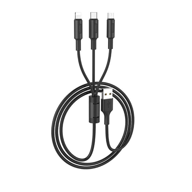 USB КАБЕЛЬ HOCO X25 3в1: Lightning/Micro/Type-C ЧОРНИЙ