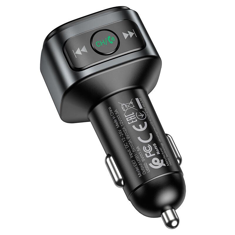 FM трансмітер HOCO E67 Bluetooth з швидкою зарядкою 1USB QC 3.0 18W + 1USB FLASH з гучним зв'язком