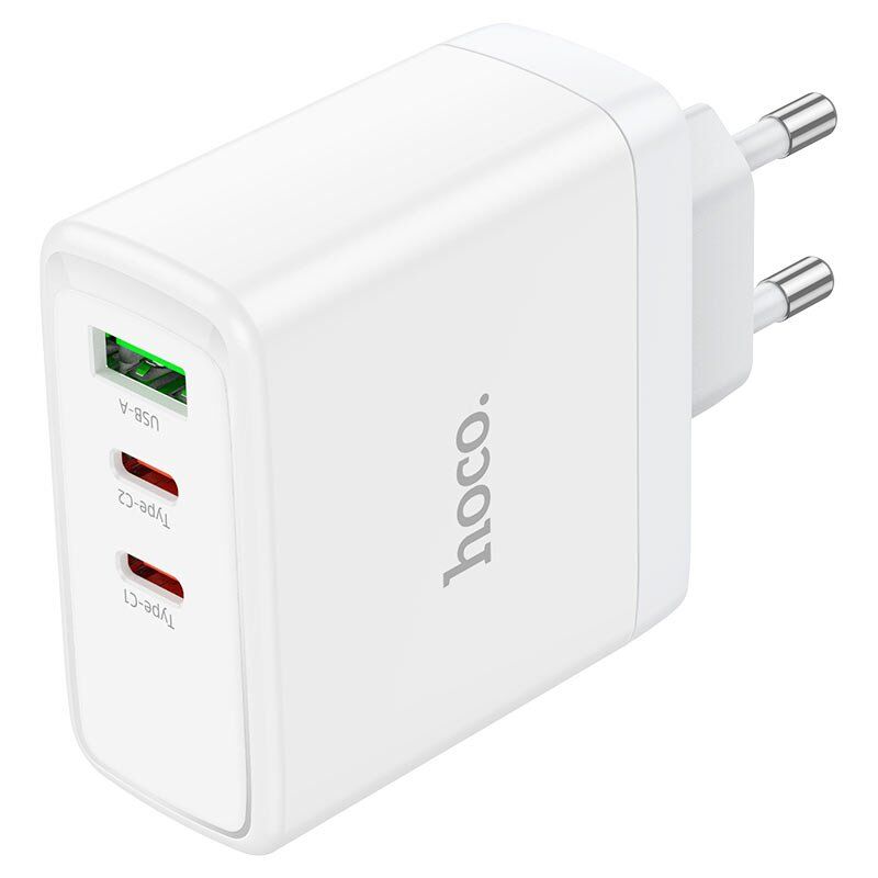 Мережевий зарядний пристрій HOCO N30 2 TYPE-C PD 65W + USB QC 3.0, белый