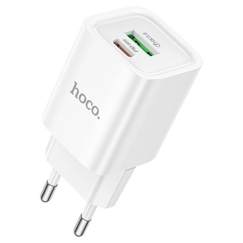 Мережевий зарядний пристрій HOCO C149A Charm PD 30W / QC3.0 + кабель TYPE-C-TYPE-C, білий