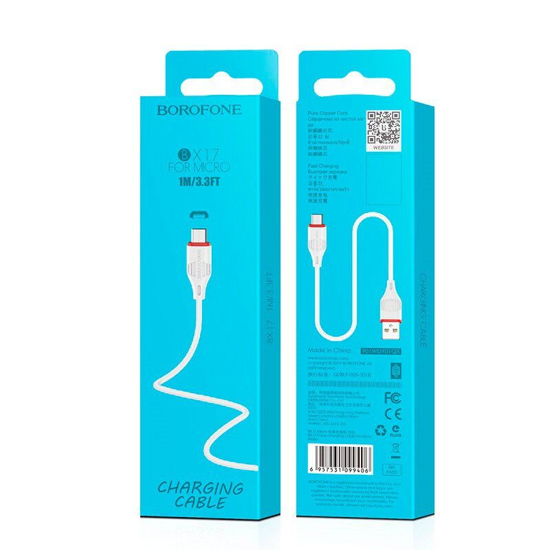 USB кабель BOROFONE BX17 USB - micro USB білий