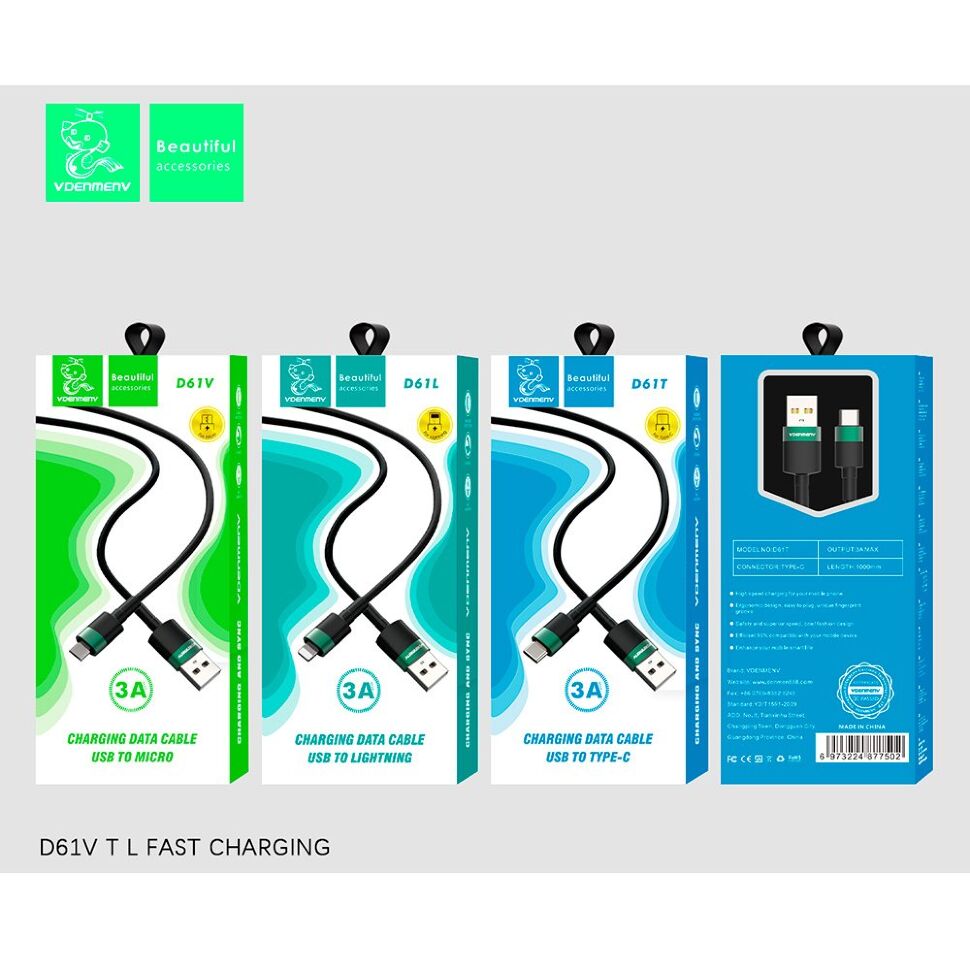 Кабель USB Denmen D61L USB - Lightning (2.4A)
