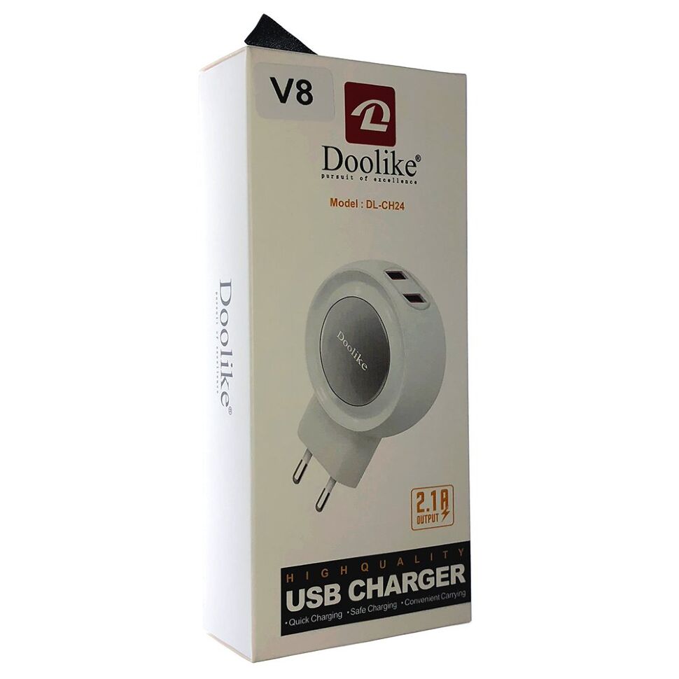Мережевий зарядний пристрій Doolike DL-CH24 2 usb + USB кабель micro 2.1 A