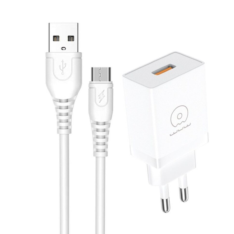 Мережевий зарядний пристрій WUW T66 2A + USB кабель Micro-USB