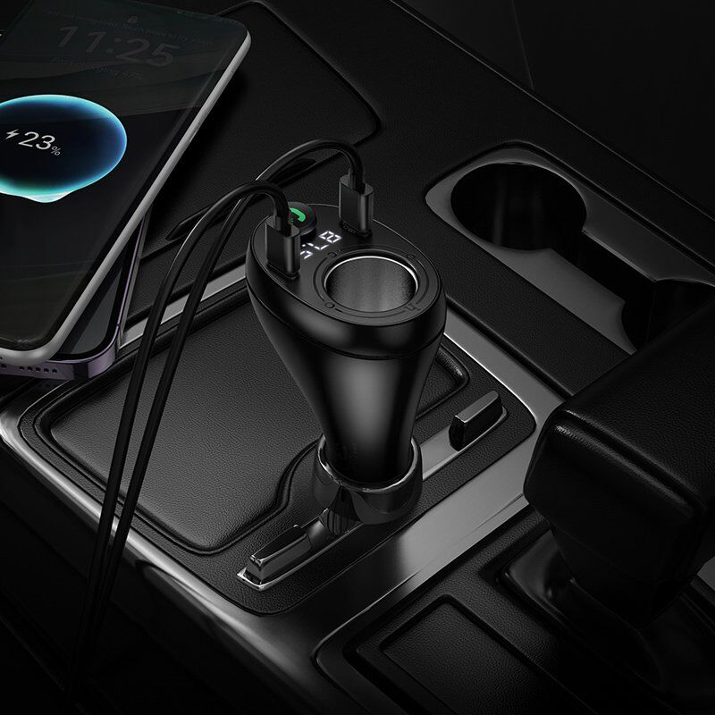 FM-трансмітер автомобільний HOCO E88 Bluetooth 5.4 / PD20W / QC3.0 / 2xUSB-C / USB / DC 120W