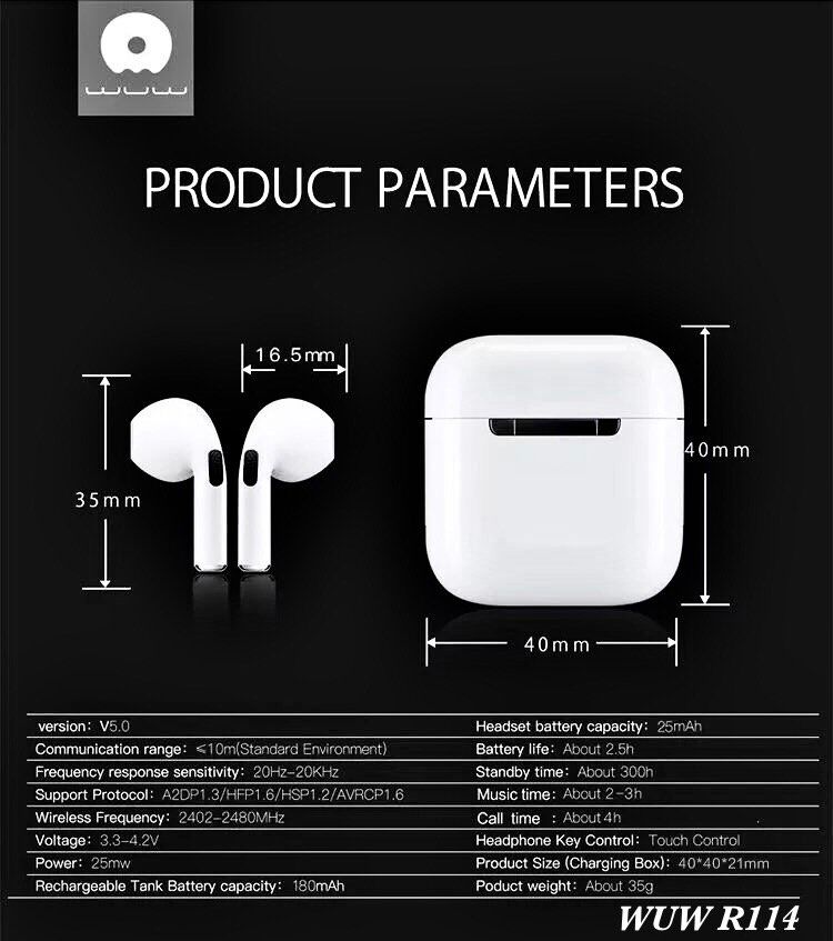 Бездротові навушники WUW R114 TWS Wireless earbuds