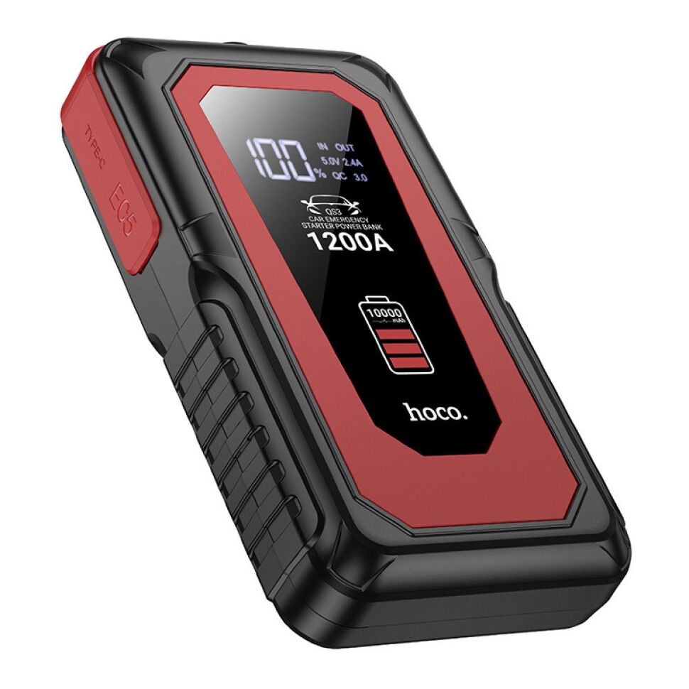 Пуско-зарядний пристрій для акумулятора HOCO QS3 3В1 з power bank на 10000mAh + ліхтарик, чорний