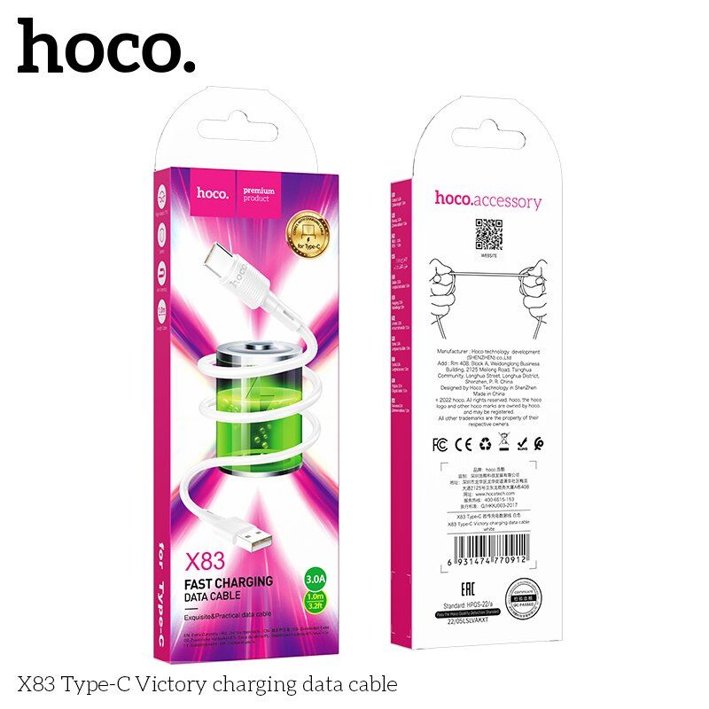USB кабель HOCO X83 USB - Type-C 1 метр, білий