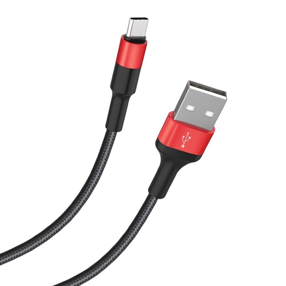 USB-кабель HOCO X26 Xpress USB  -  Type-C 2A, 1 м, чорно-червоний