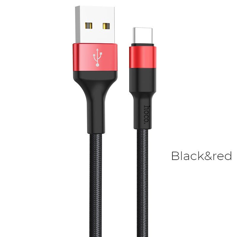 USB-кабель HOCO X26 Xpress USB  -  Type-C 2A, 1 м, чорно-червоний