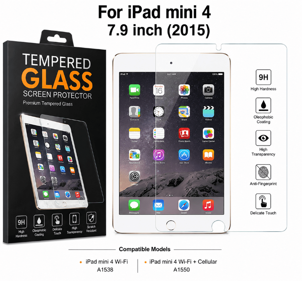 Захисне скло ДЛЯ ПЛАНШЕТУ Apple iPad mini 4 7.9" (2015)  -  A1538 / A1550, iPad mini 5 (2019) 7.9"