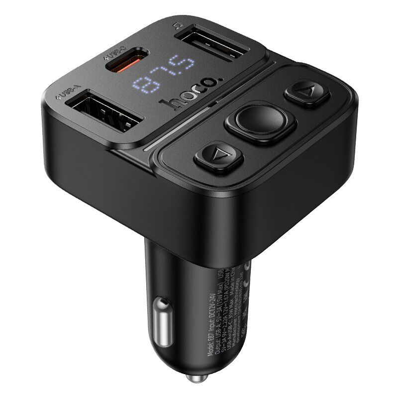 Автомобільний Bluetooth FM-трансмітер HOCO E87 Delta 35W (1A1C)