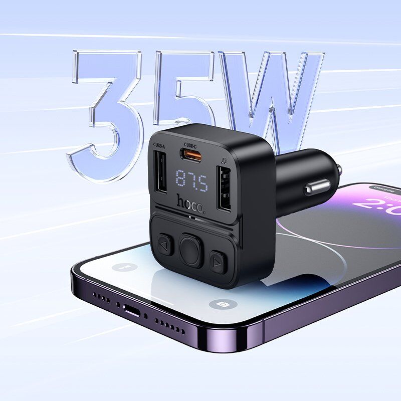 Автомобільний Bluetooth FM-трансмітер HOCO E87 Delta 35W (1A1C)