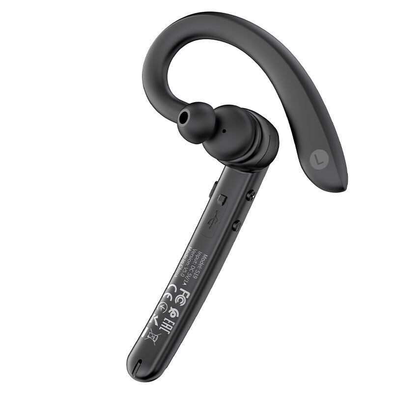 Бездротова Bluetooth-моно-гарнітура HOCO S19 Heartful з ENC (покращення голосу під час дзвінків), metal gray