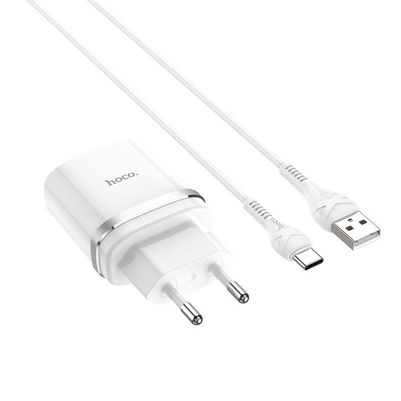 Мережевий зарядний пристрій HOCO C12Q SMART USB QC3.0 + кабель USB - TYPE-C, БІЛИЙ
