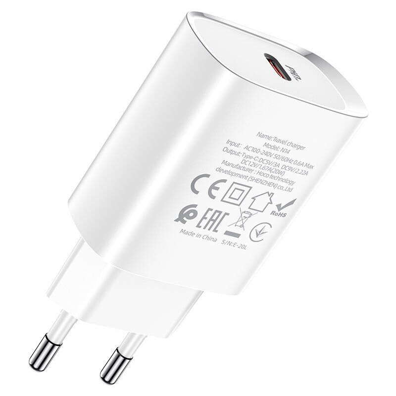 Мережевий зарядний пристрій HOCO N14 PD 20W TYPE-C бiлий