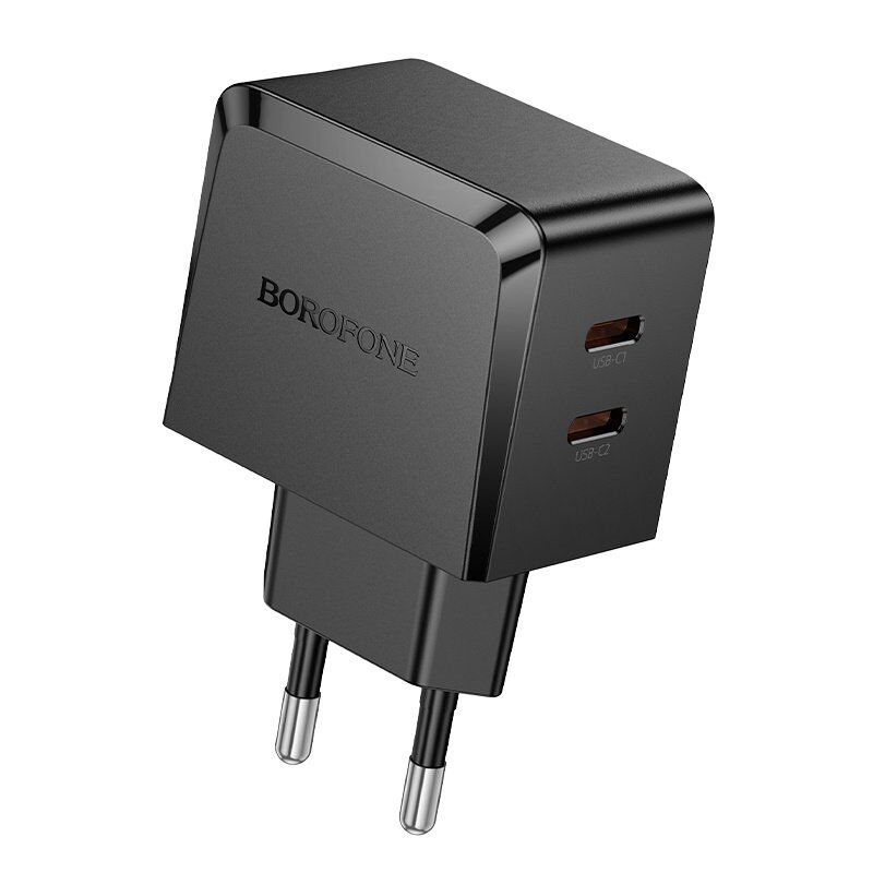 Мережевий зарядний пристрій BOROFONE BAS62A 2 TYPE-C PD 45W, чорний