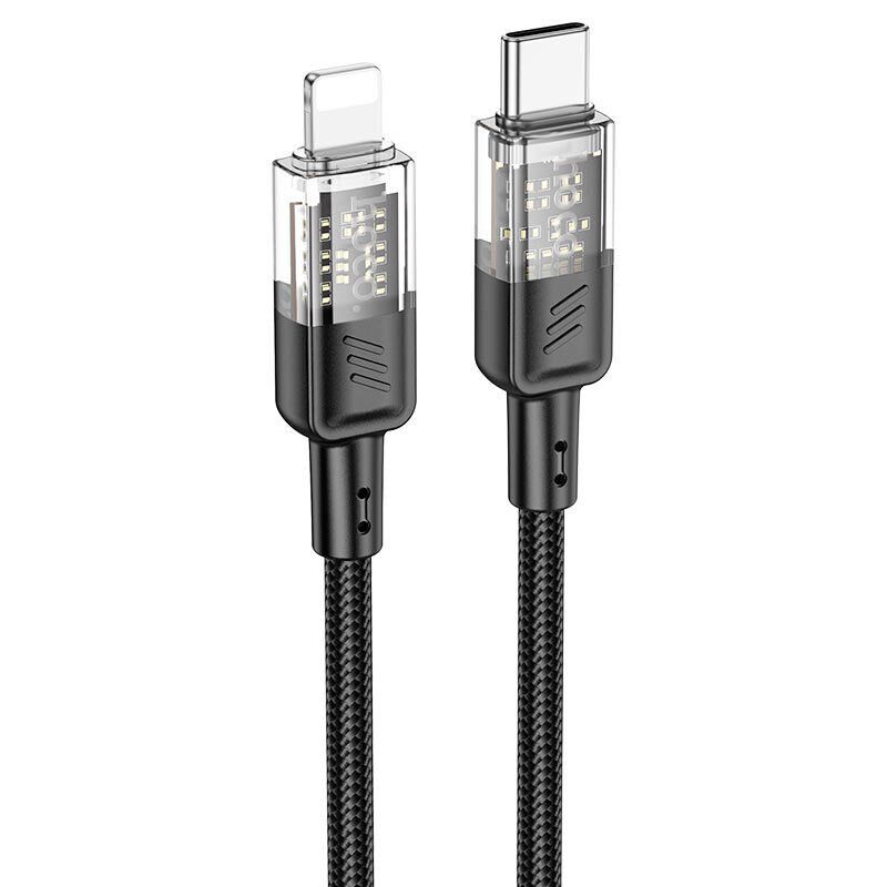 USB-C кабель HOCO U129 Type-C  -  Lightning 27W, тканинне обплетення, 1,2 м, чорний