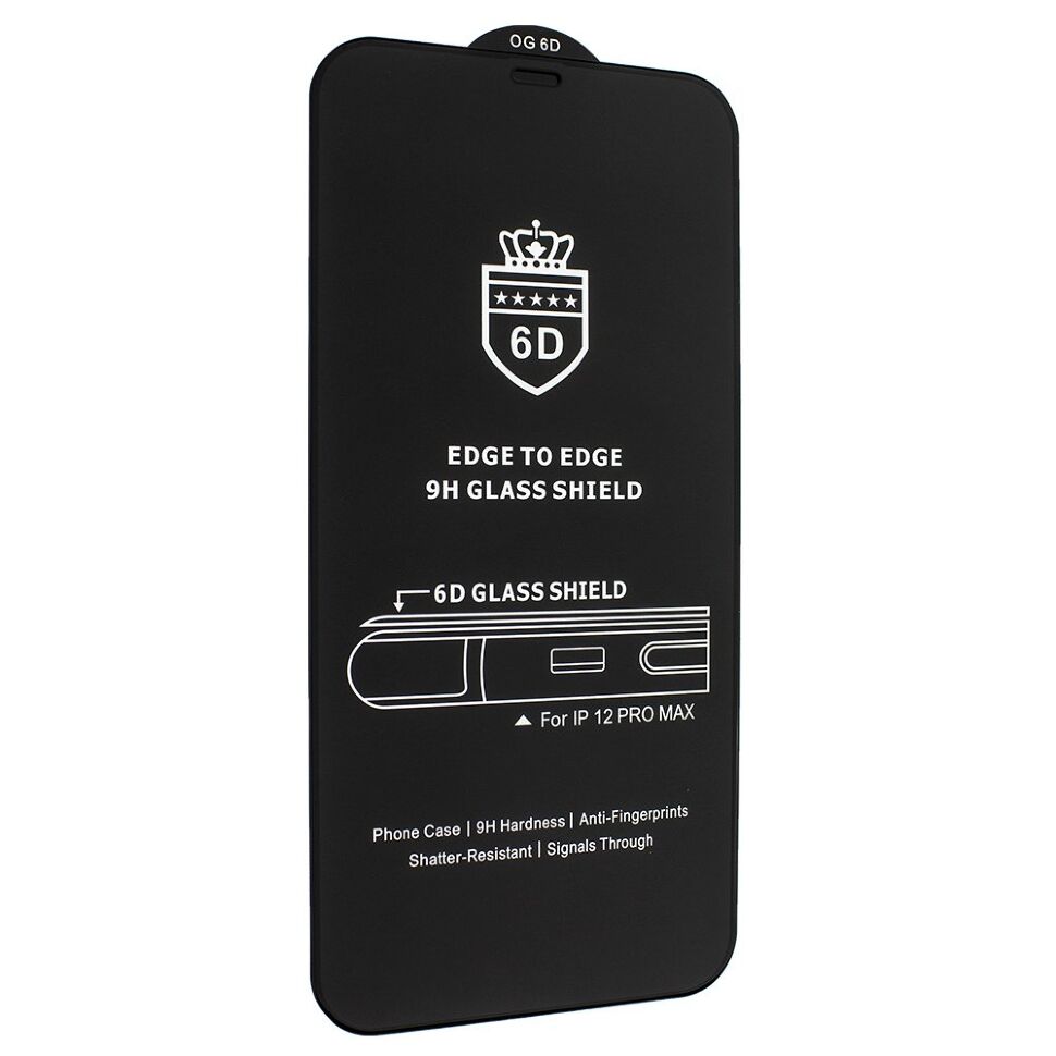 Захисне скло 6D для APPLE iPhone 12 PRO MAX 6,7" ЧОРНИЙ