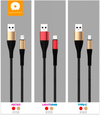 Кабель USB WUW X138 USB - micro 2,4A (2 кабелі в упаковці) тканинна оплетка (70)