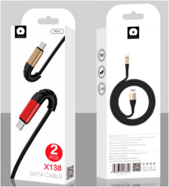 Кабель USB WUW X138 USB - micro 2,4A (2 кабелі в упаковці) тканинна оплетка (70)